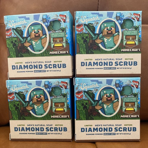 Dr. Squatch Soap Minecraft Diamond Scrub 4 Bars Total Heavy Grit 5 Ounce Bar - 第 1/6 張圖片