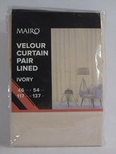 Mairo Velour EYELET Curtains unlined Ivory 46 x 54", 66" x 72" or 66" x 90"