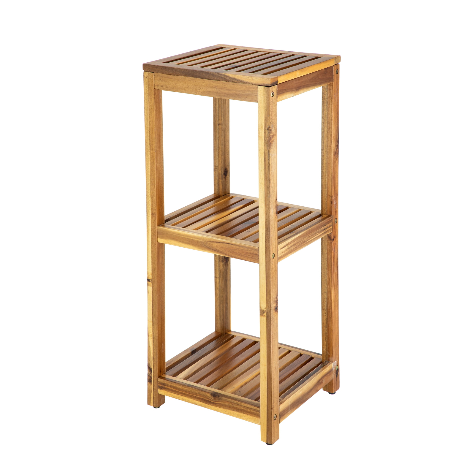 HomeZone 3-Tier Acacia Wood Storage Shelf Adjustable 15 lb Capacity per Tier  