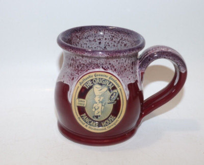 Deneen Pottery 10 oz HandThrown Mug Maroon Drip Glaze The Original Pancake House