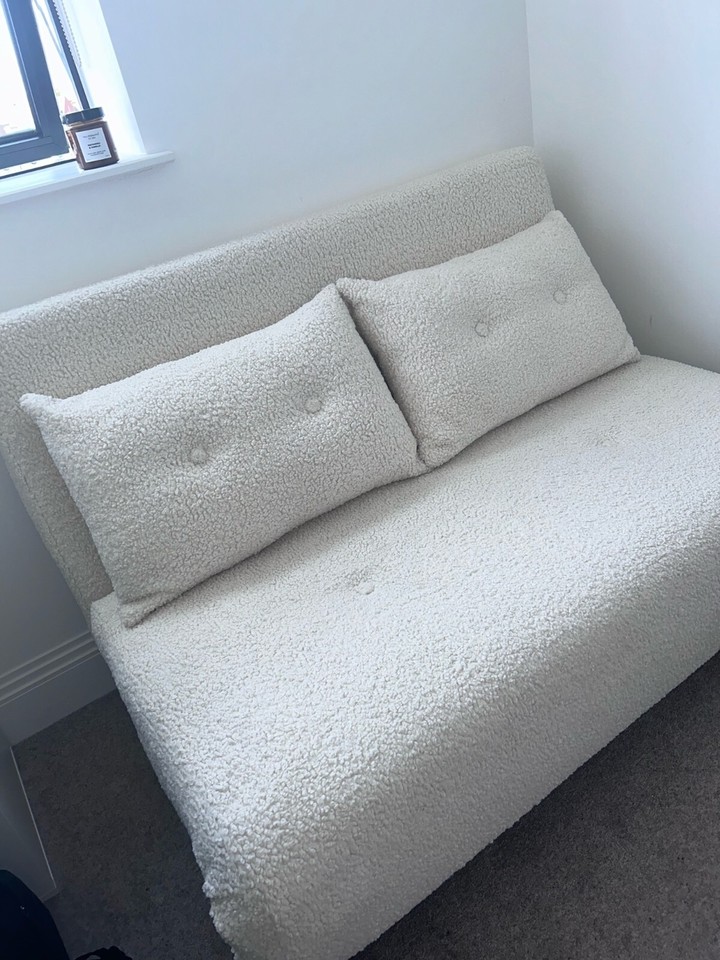 Cream Boucle Small Double Sofa Bed Limited Edition eBay