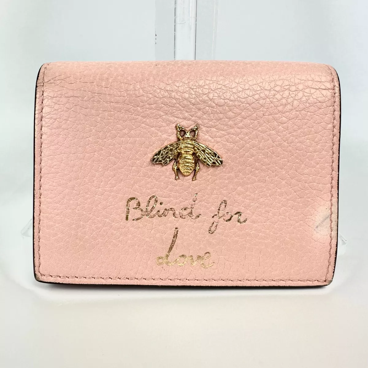 GUCCI Animalier Pink Leather Bifold Wallet Bee 10081 eBay