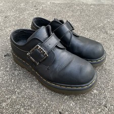 Vtg Dr Martens AirWair Black Leather Shoes Low Top Boots Mens 10 Made In England