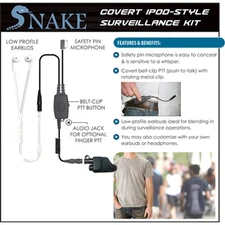 Q-Release Covert SNAKE Ipod-Style Earpiece for Harris / Macom Jaguar (See List)