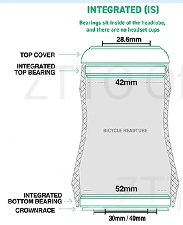 ZTTO MTB headset 42mm 52mm Integrated Straight and Tapered steerer headset - Image 3 of 4
