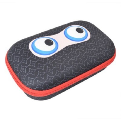 Zipit Beast Storage / Pencil Box Case Black Face Pink Eyes Red Zipper