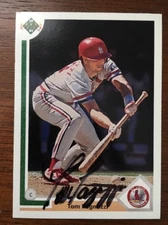 TOM PAGNOZZI 1991 UPPER DECK AUTOGRAPHED SIGNED AUTO BASEBALL CARD 91 CARDINALS