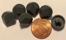 6 Small Dark Gray Faceted Plastic Shank Buttons 1/2" 12.5mm 9797