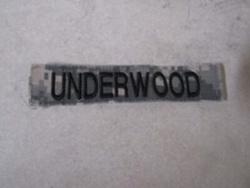 MILITARY PATCH OLDER COMBAT USED NAME TAPE SEW ON ACU DIGITAL WITH UNDERWOOD