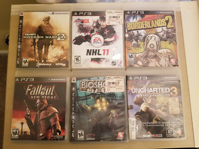 PS3 Games Lot 6 Borderlands NHL11 COD Modern Warfare Fallout Bioshock Uncharted3