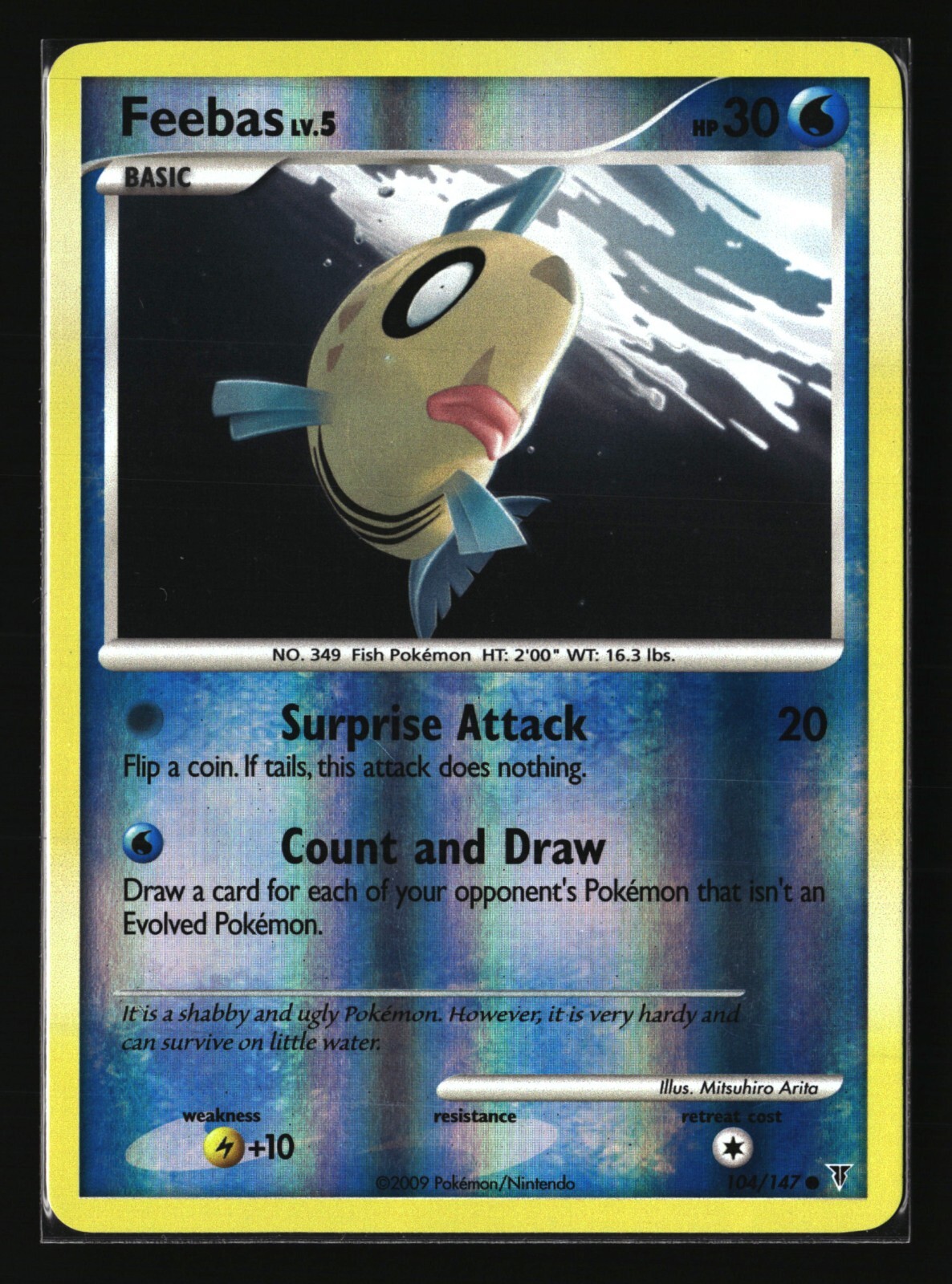 Pokemon FEEBAS 104/147 Reverse Holo (2009 Supreme Victors) LP/Light Play