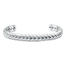 Women Girls Stainless Steel Wheat Style Braided Open Cuff Bangle Bracelet Gift