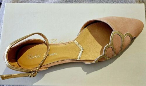 NWT Rachel Simpson Luxury Handcrafted Pink Suede & Gold Leather Flats UK Size 5 - Picture 13 of 23