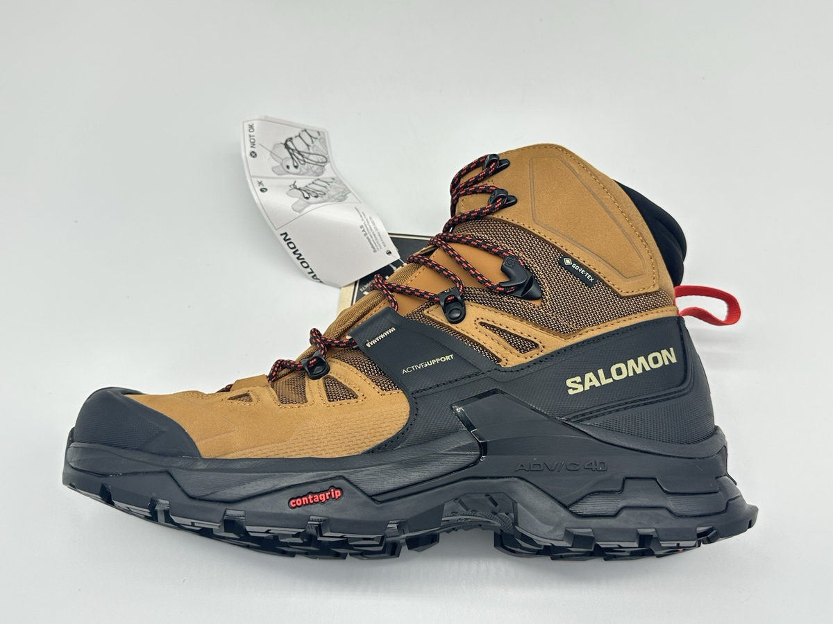 ★お買い得 4点セット メンテナンス.HOTWAX済★ salomon head Salomon Quest 4 GTX 4D Men's Size 11.5 Outdoor Boots Brown Black