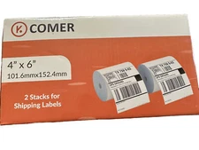 Shipping Labels Thermal Sticker Comer Rolls 4x6 2 Pack 750 Labels Thermal Paper
