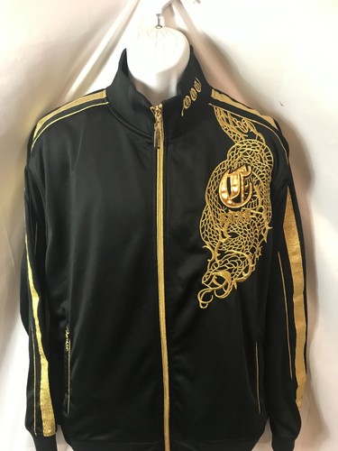 COOGI Black Gold Embroidered Track Hip hop 90's Streetwear Y2K (L) Jacket - Picture 2 of 7