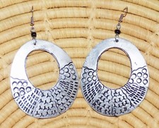 African Artisan Ellipse Earrings ethnic boho tribal LARGE jecp2