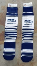 2 Pack NFL Seattle Seahawks Gift Socks Mas Stripes Dress White Blue 12th Man