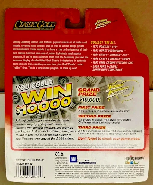 Johnny Lightning - 1973 Pontiac GTO White interno Rosso Classic Gold 2004 - Immagine 2 di 3