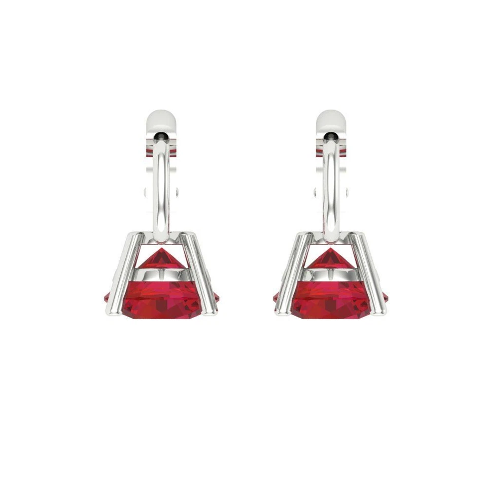 Simulated Ruby Stud Earrings for Women, Lever Back (1.5 cttw, 6mm, Round-Cut) - Image 4 of 4
