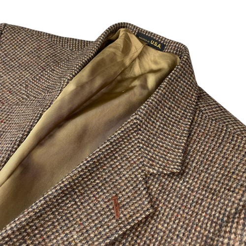 VTG Arnie Arnold Palmer Men's 100% Wool Tweed 2-Button Blazer Brown • USA • 44L