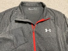 Under Armour Womens Small Shirt Solid Gray Long Sleeve 1/4 Zip Heatgear Pullover