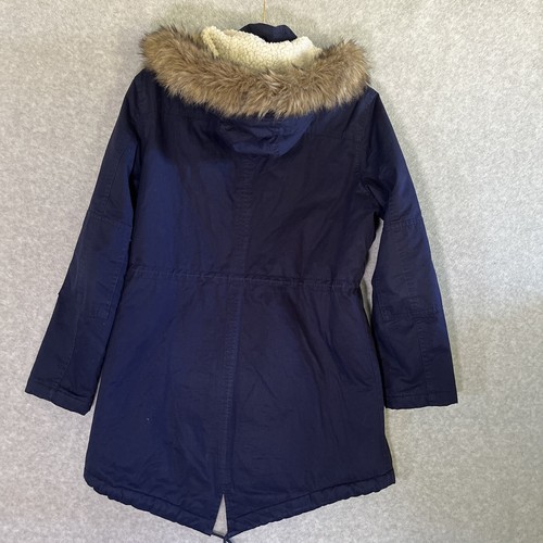 Gap Womens Sherpa Lined Parka Anorak Jacket Utility Coat Removeable Faux Fur M - Picture 2 of 6