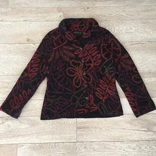 Daköta Women's Cardigan Sweater Alpaca Wool Hand Loomed Flowers Collar Size PP