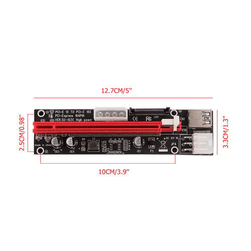 PCI-E 1x to 16x Powered USB3.0 GPU Riser Extender Adapter Card Board Cable - Picture 9 of 12