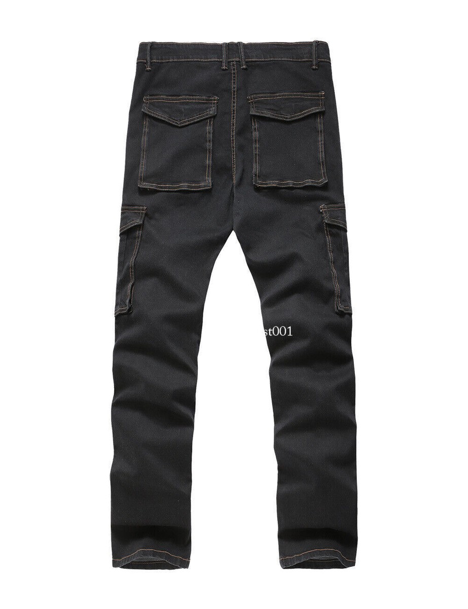 Men's Jeans Denim Casual Cargo Pants Combat Work Tactical