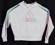 adidas Girls' Multicolor 3-Stripes Fleece Pullover Hoodie Size 4T