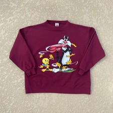 Vintage 1990  s Looney Tunes Tweety Bird crew neck sweatshirt Sz Medium Maroon