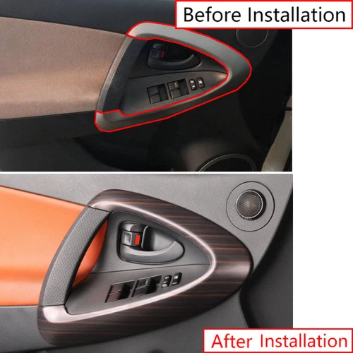 For 2006-2012 Toyota RAV4 Wood Grain Matte Interior Door Armrest Panel Cover - Foto 2 di 10