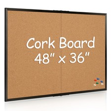 Cork Board Bulletin 48 x36 Black Wood Framed Foldable Board2by Corkboard Office