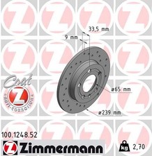 2x ZIMMERMANN Bremsscheibe SPORT Z 100.1248.52 für TT SKODA 8N3 BORA OCTAVIA 1J2