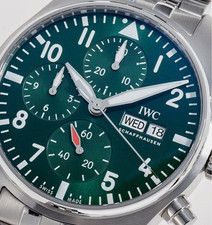 IWC Pilot Chronograph 41mm Stainless Steel Green Arabic Dial IW388104 9-16-2025