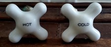 Antique Farmhouse Hot Cold Faucet Lot, 2