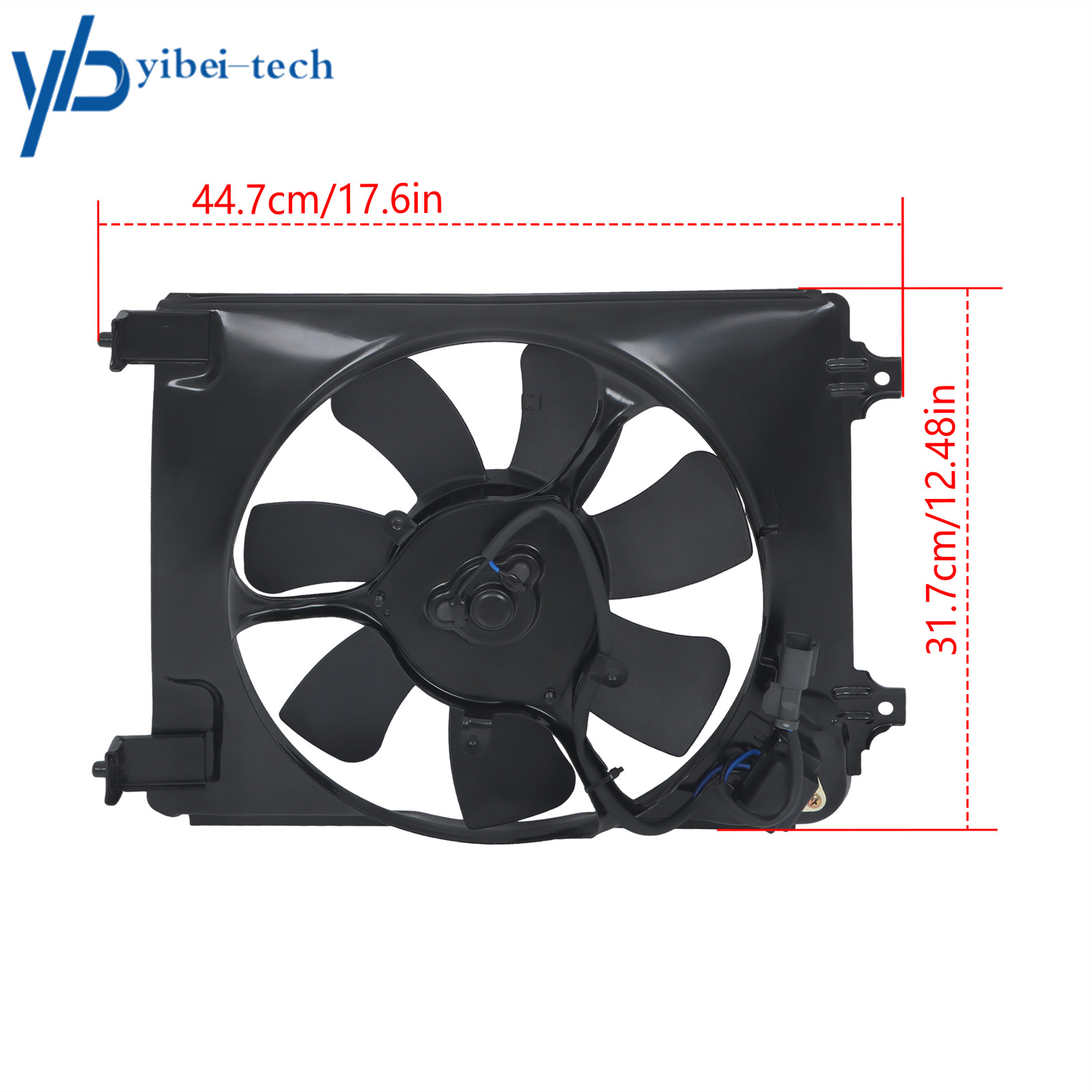A/C Condenser Cooling Fan Radiator For 2005-2012 Honda Civic 1.8L 2.0L Black 12V
