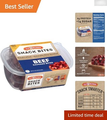 Convenient Gluten Free Beef Snack Bites - Ready to Eat 14 oz Resealable Tub