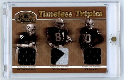 2003 Donruss Classics Timeless Triples Biletnikoff Brown Rice GU Patch /100 HOF