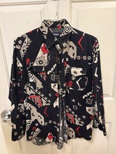 Vintage Wrangler Western Shirt Pearl Snap Aztec Navajo Brushpopper Mens Large