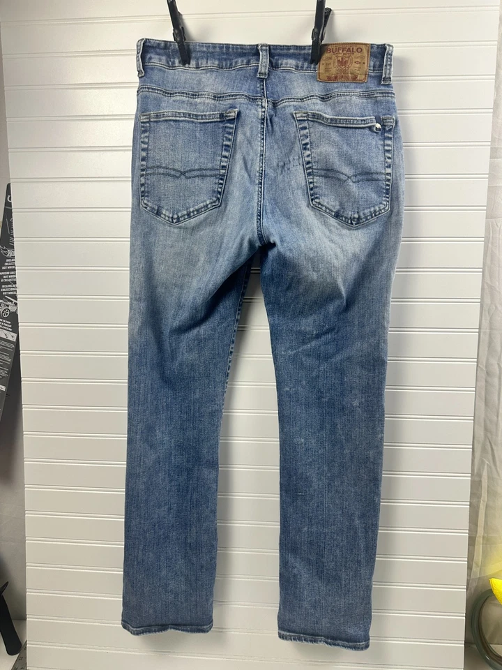 Pantalones de mezclilla Buffalo David Bitton ajustados ceniza auténticos para hombre 34x30 azul algodón elástico Foto 2 de 4