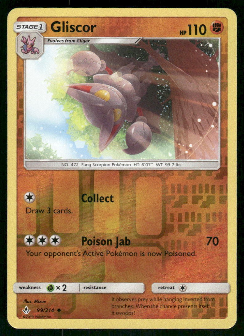 Gliscor 99/214 Uncommon Reverse Holo NM Pokemon SM - Unbroken Bonds