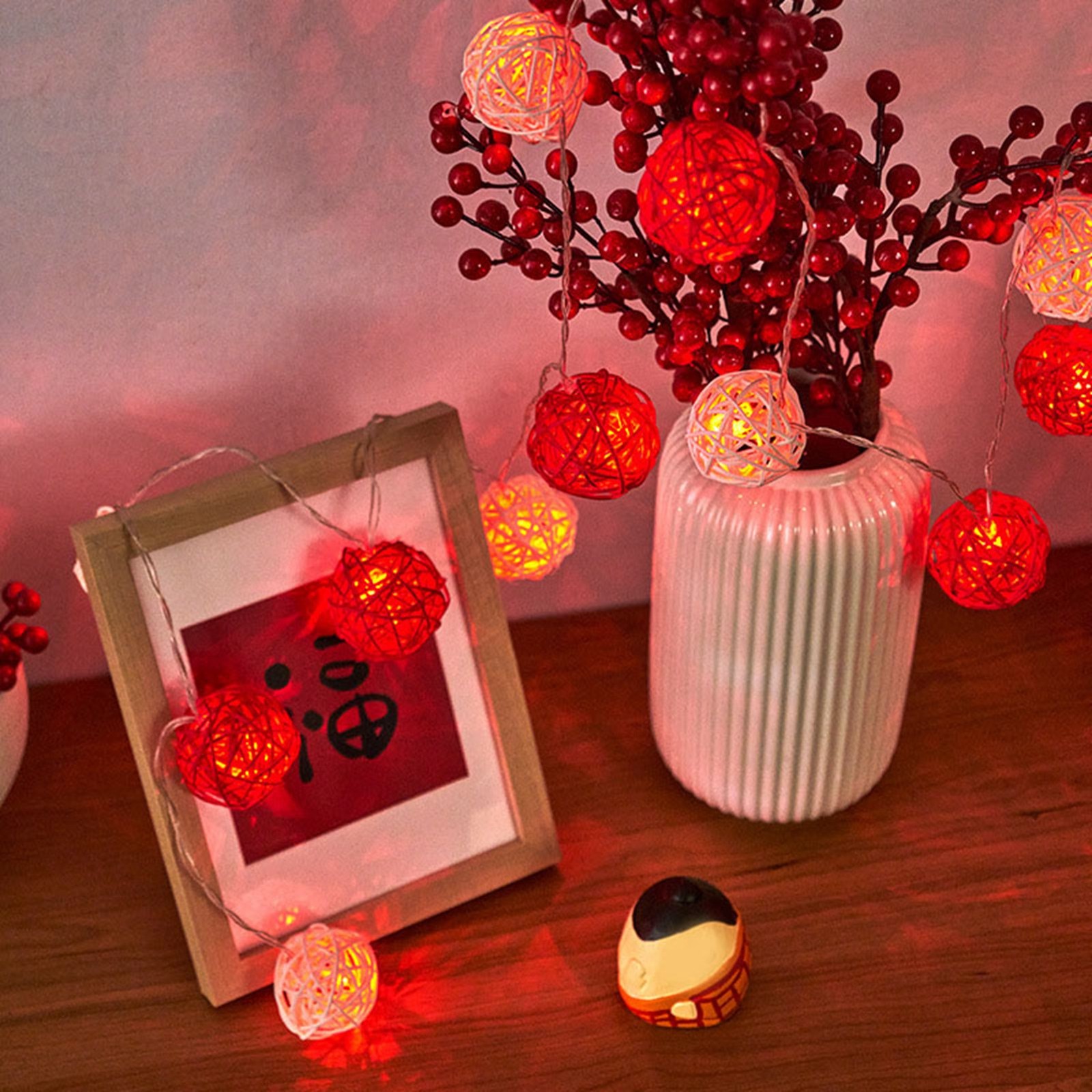 Rattan Ball String Light Decorative Romantic Rattan Ball String For Christmas