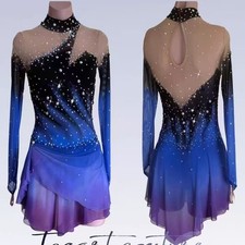 Girl's ice figure skating competition dress Gymnastics costume Dress blue