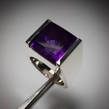 Natural Amethyst Ring 925 Sterling Silver Men's Ring.
