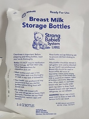 Abbott Breast Milk Storage Bottles 3 With Cap 4oz Each