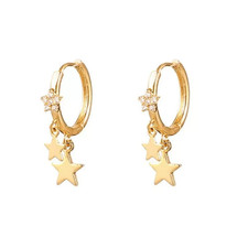 18K Gold Plated Star Charm Hoop Earrings Dangle Crystal Women Gift Celestial