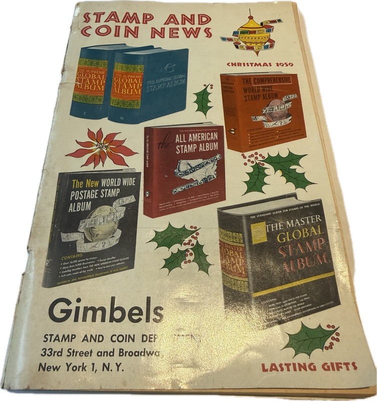 Gimbels Illustrated Stamp & Coin Catalog Booklet Christmas 1959 English US