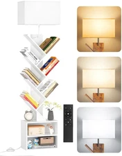 9 Tier Tree Bookshelf with Light, Remote, Timer & Cabinet, Dimmable Modern Ta...